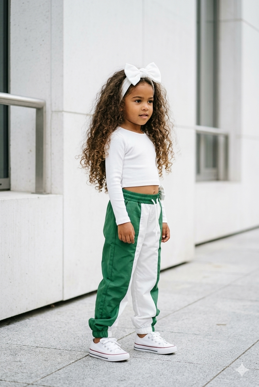 Jogging Bicolore Enfant Vert et Blanc
