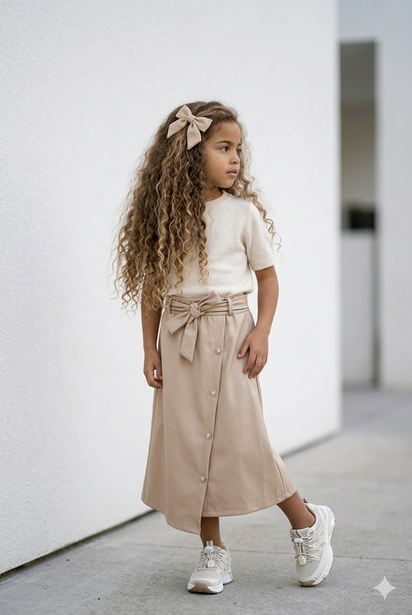 jupe longue simili cuir enfant