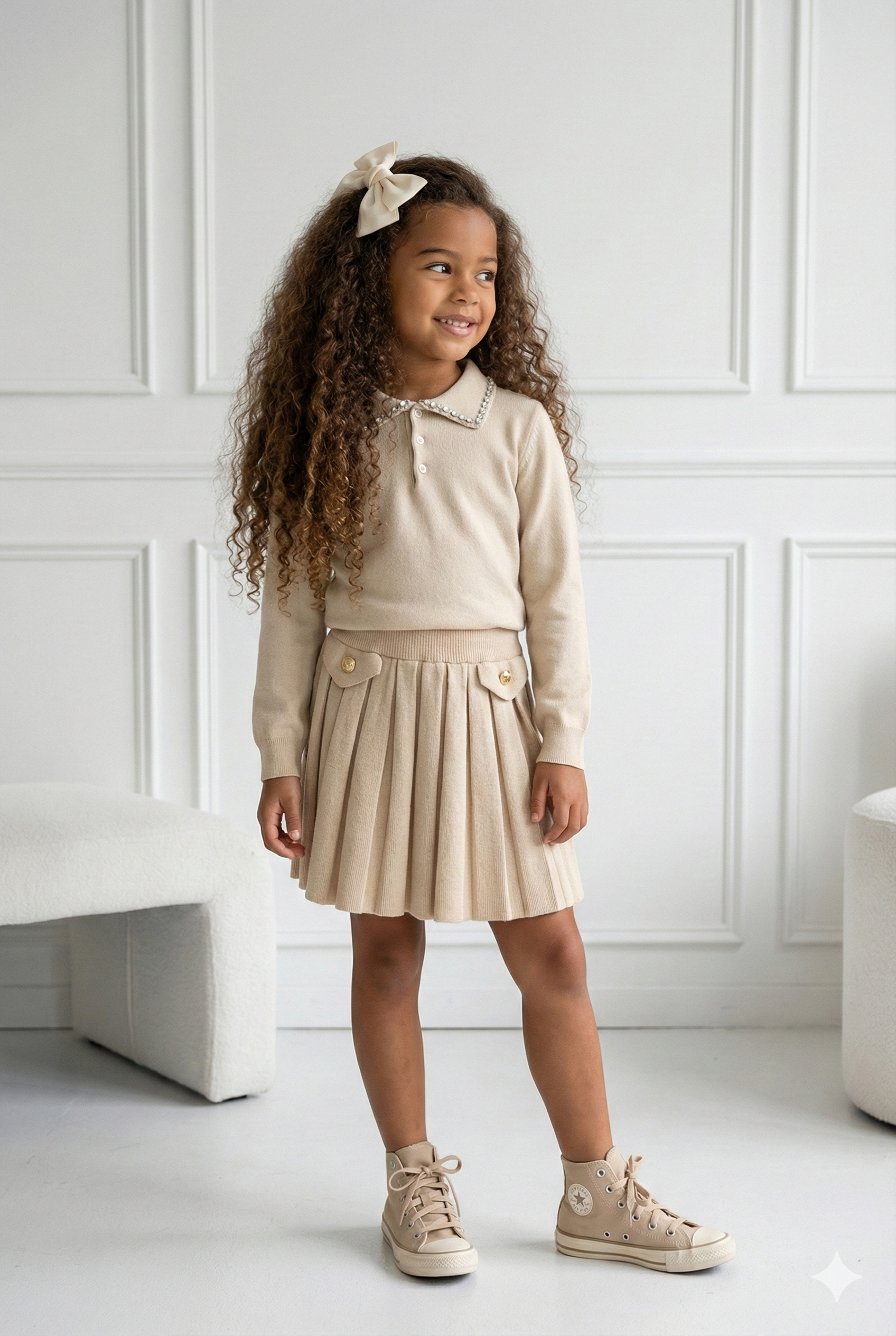 jupe enfant beige maille