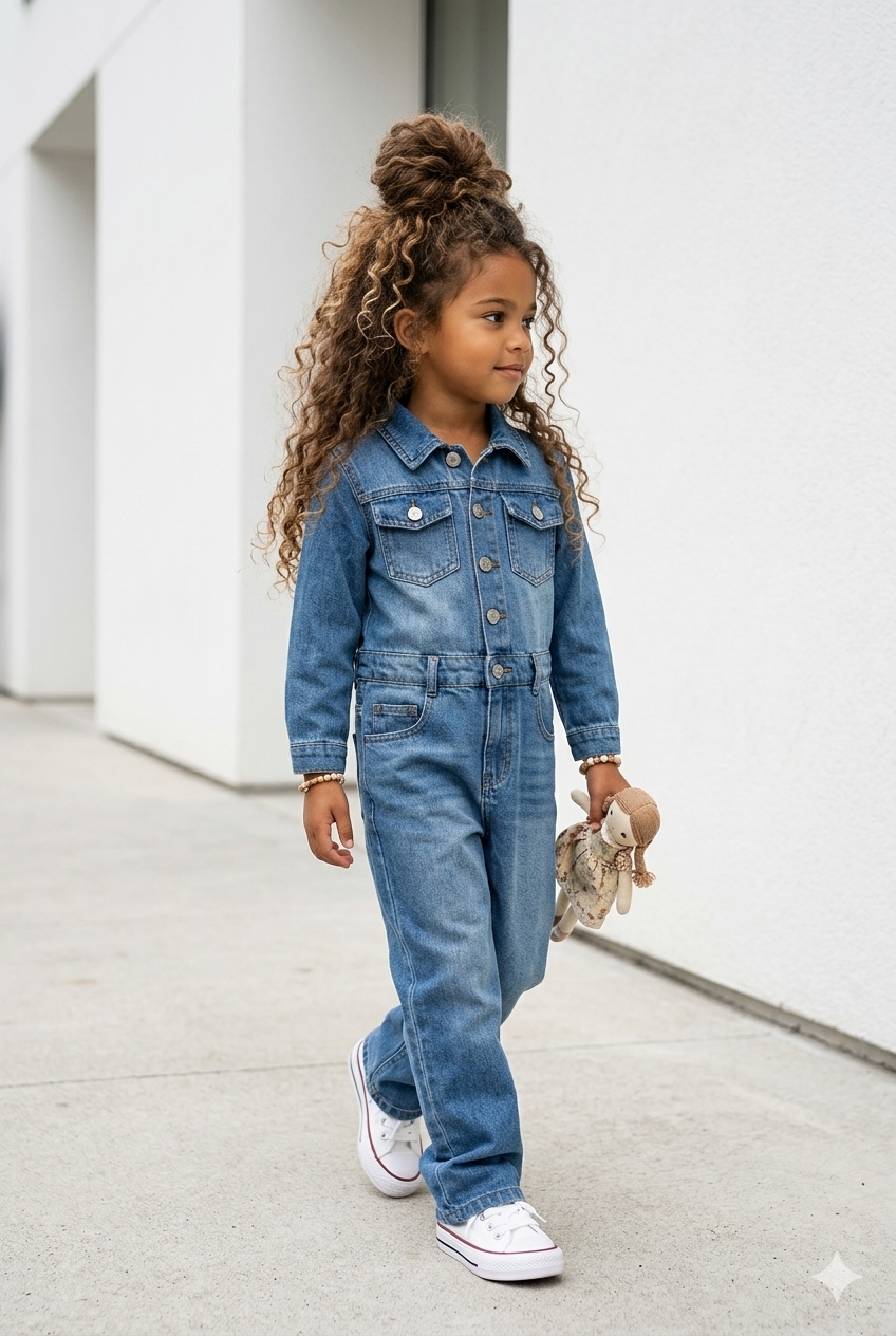 combi pantalon enfant en jeans