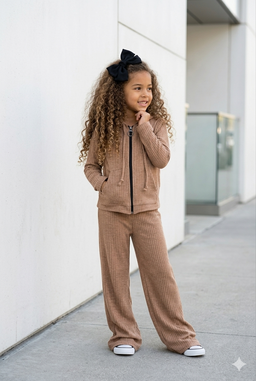 ensemble  enfant camel à capuche