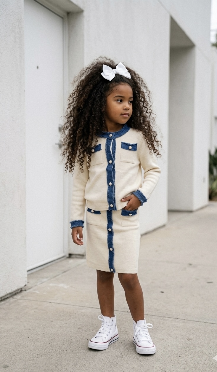 ensemble enfant maille détail jeans