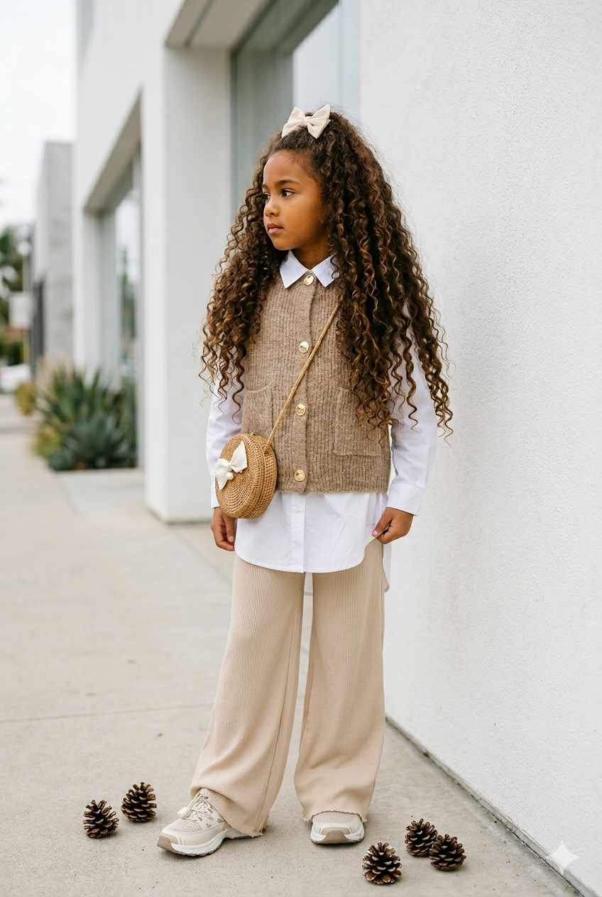 pantalon maille beige enfant