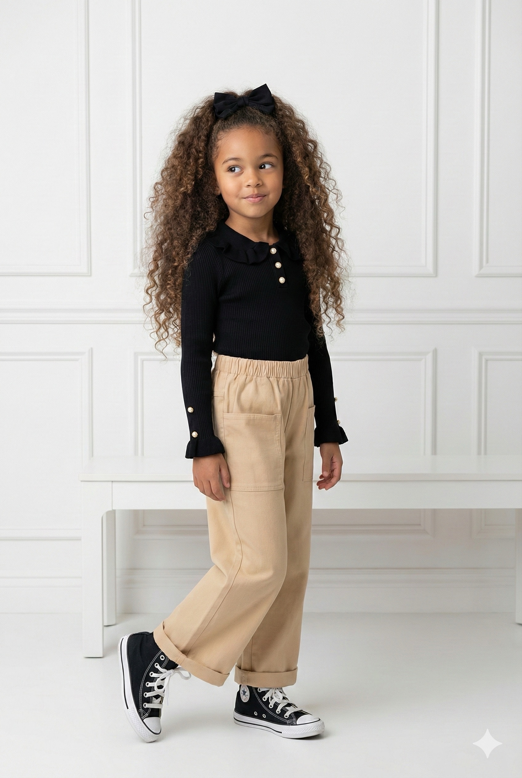 pull enfant col noir