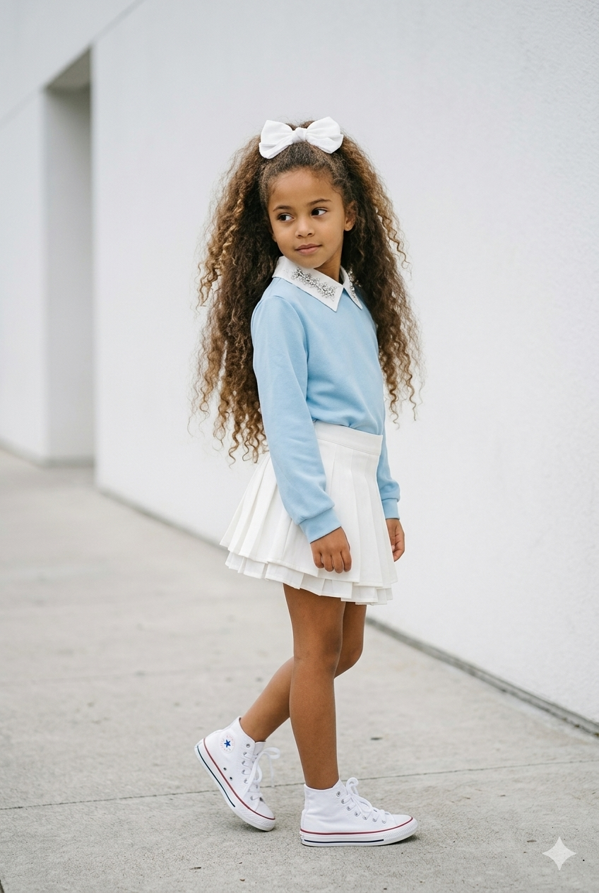 jupe short blanc plissé enfant