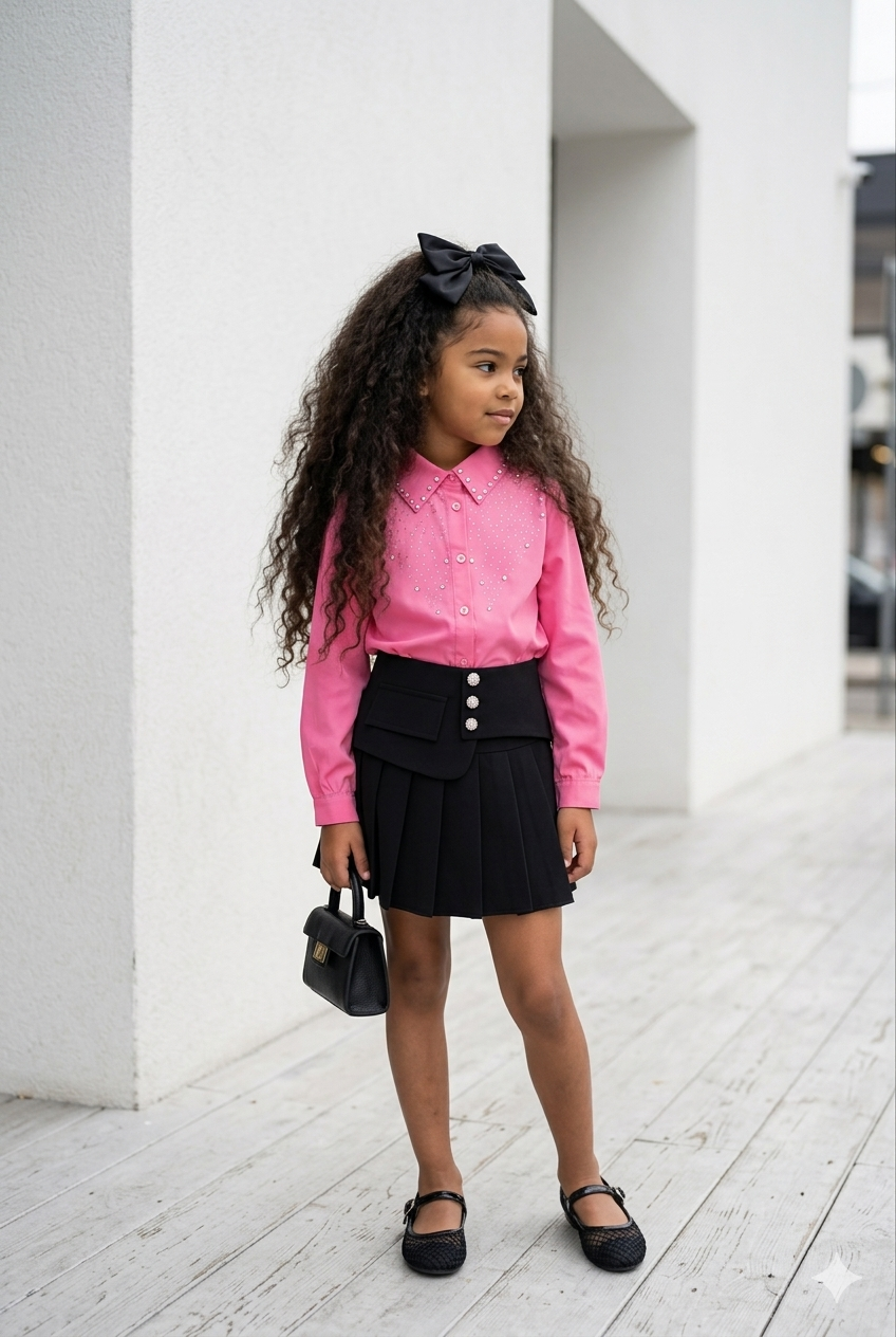jupe enfant noir strass