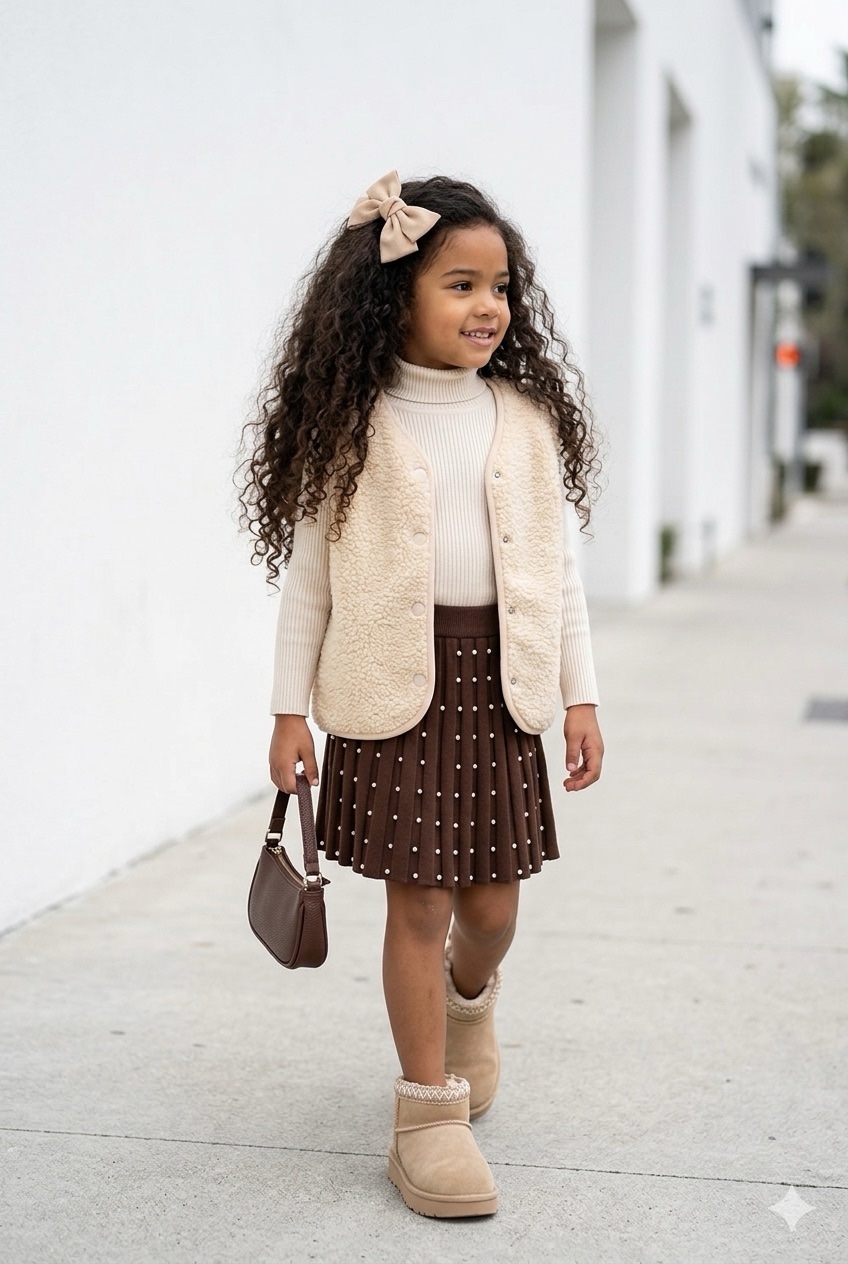 jupe chocolat enfant maille strass