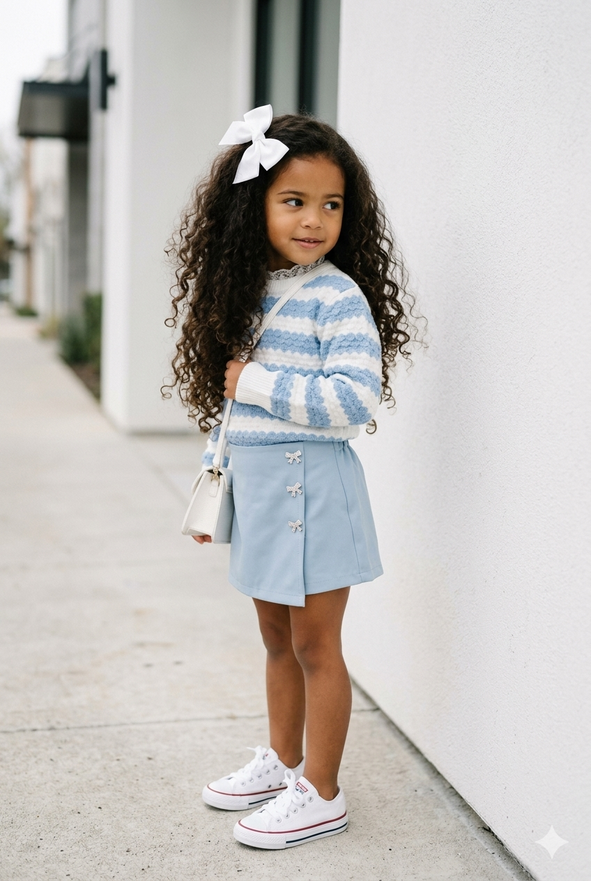 jupe short enfant bleu