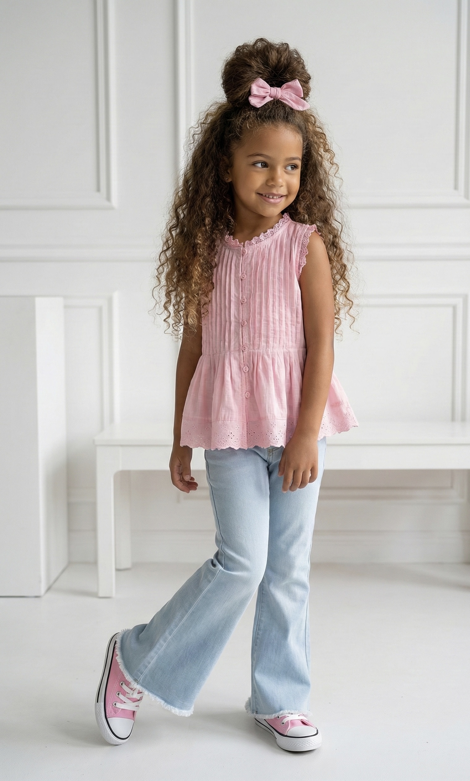 blouse enfant rose sans manche
