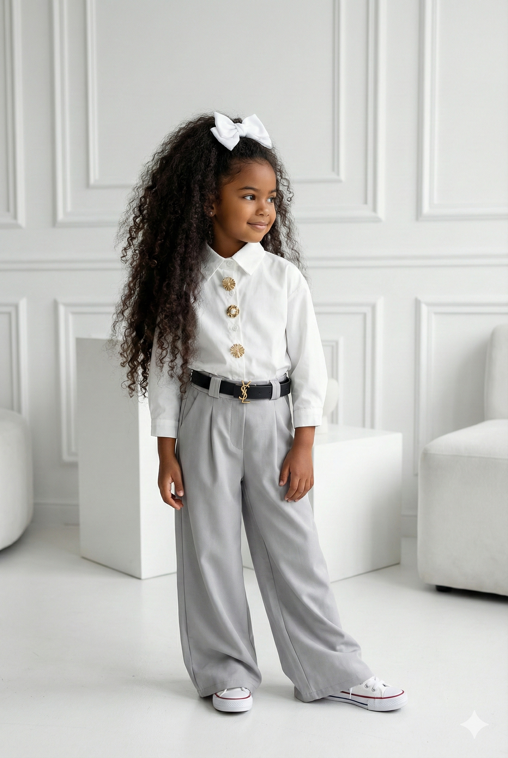 pantalon gris ceinture enfant