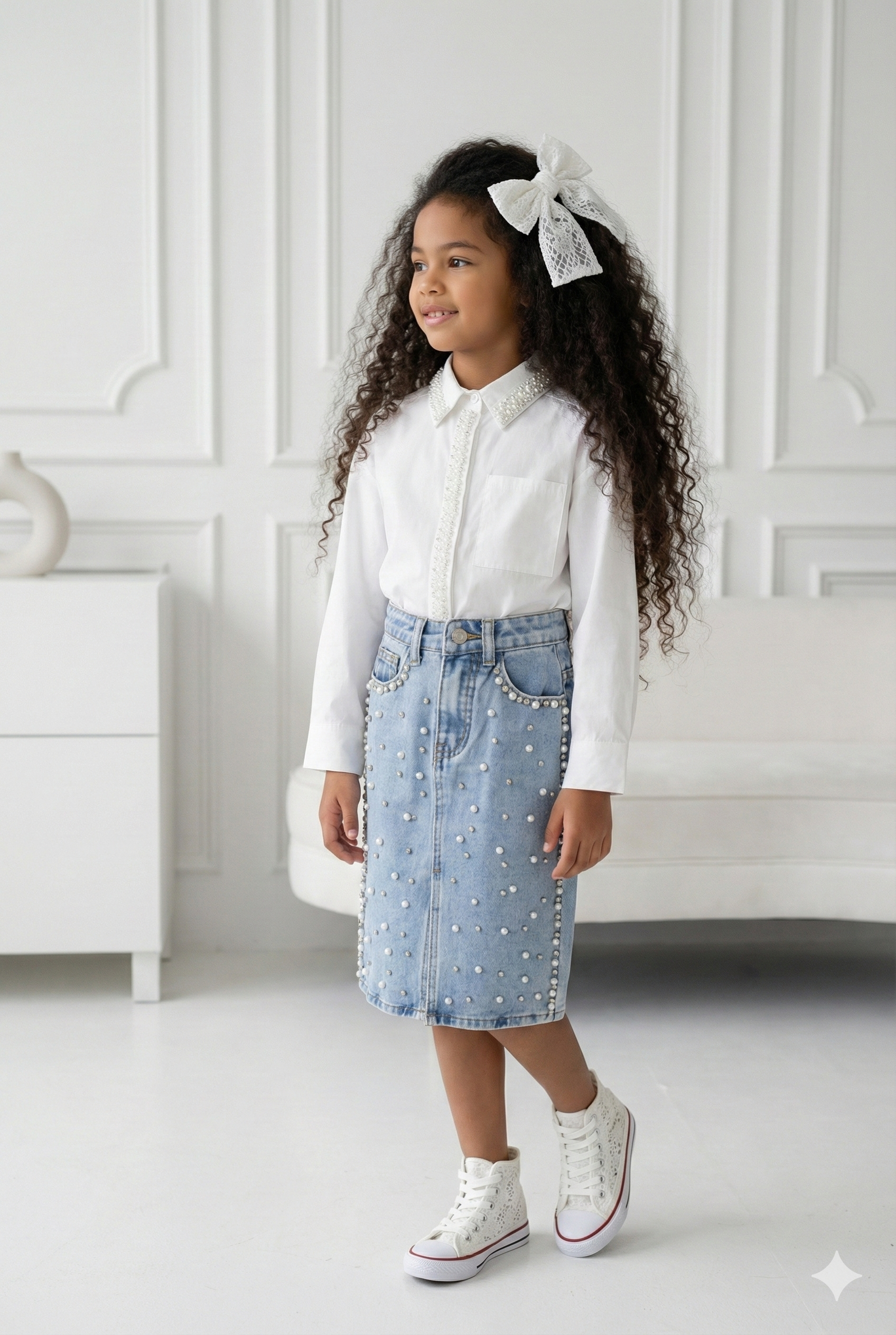 chemise blanche perlée enfant