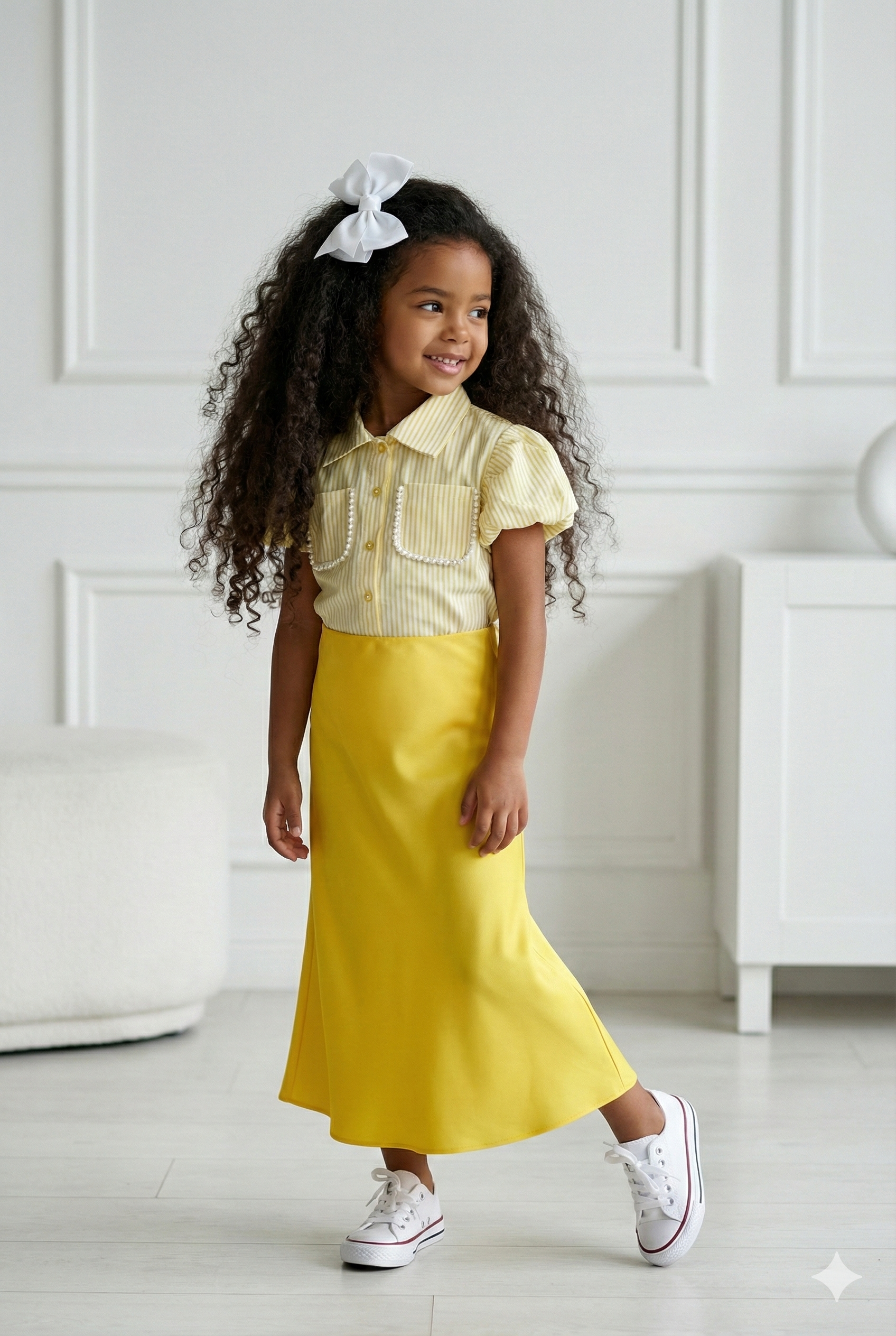 jupe satiné jaune enfant