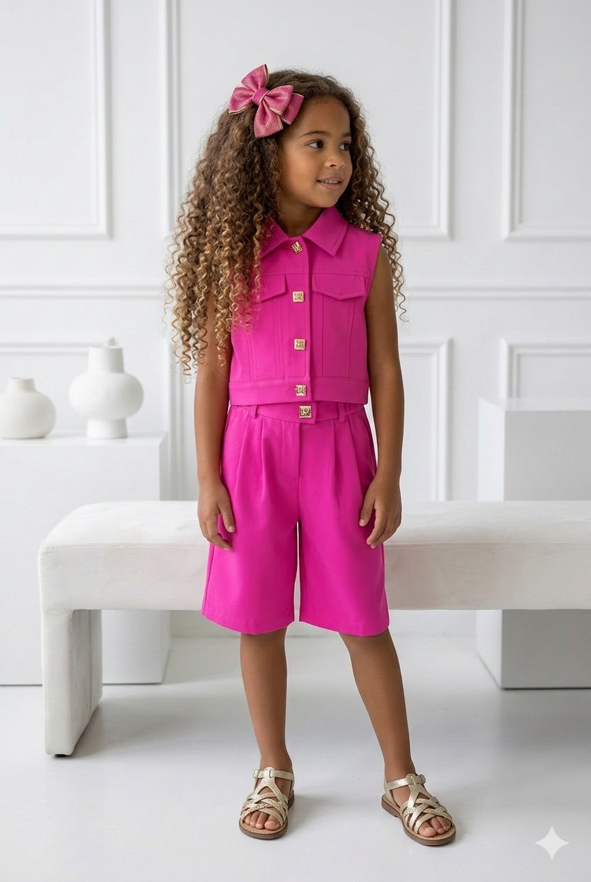 ensemble bermuda fuschia enfant