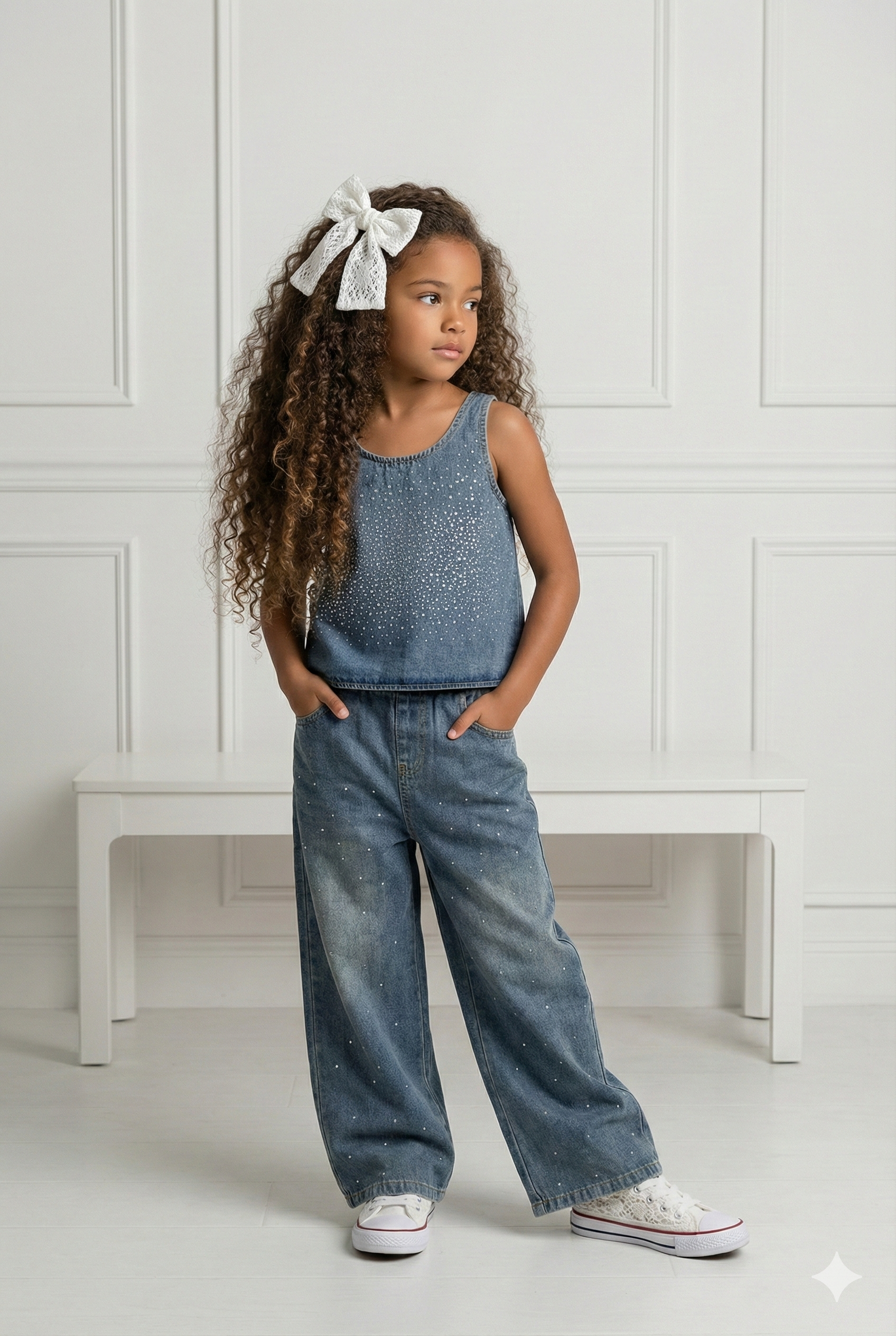 ensemble jeans strass enfant