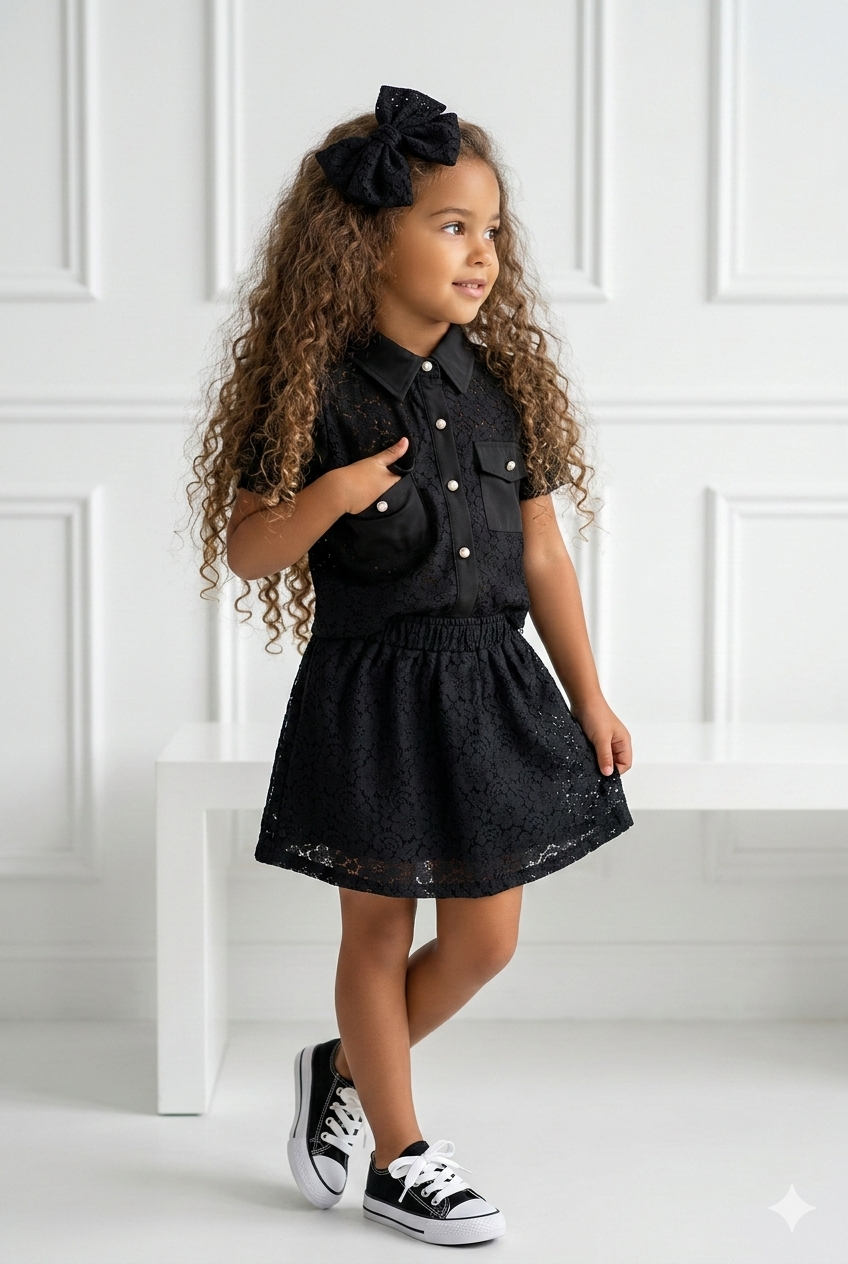 ensemble jupe dentelle enfant