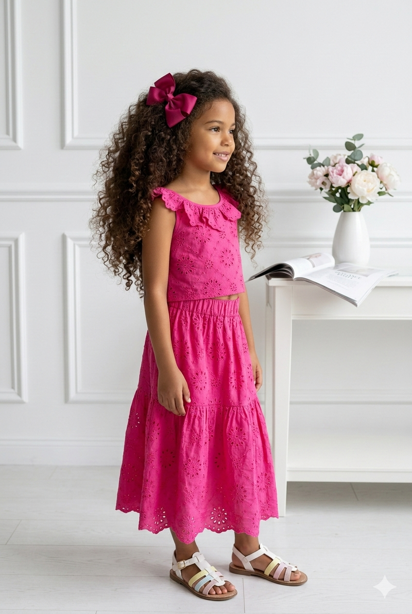 ensemble jupe longue broderie enfant