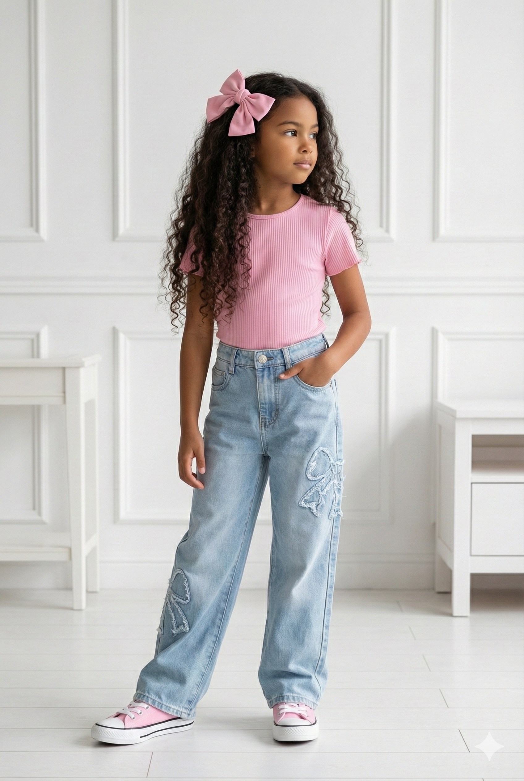 jeans nœud enfant