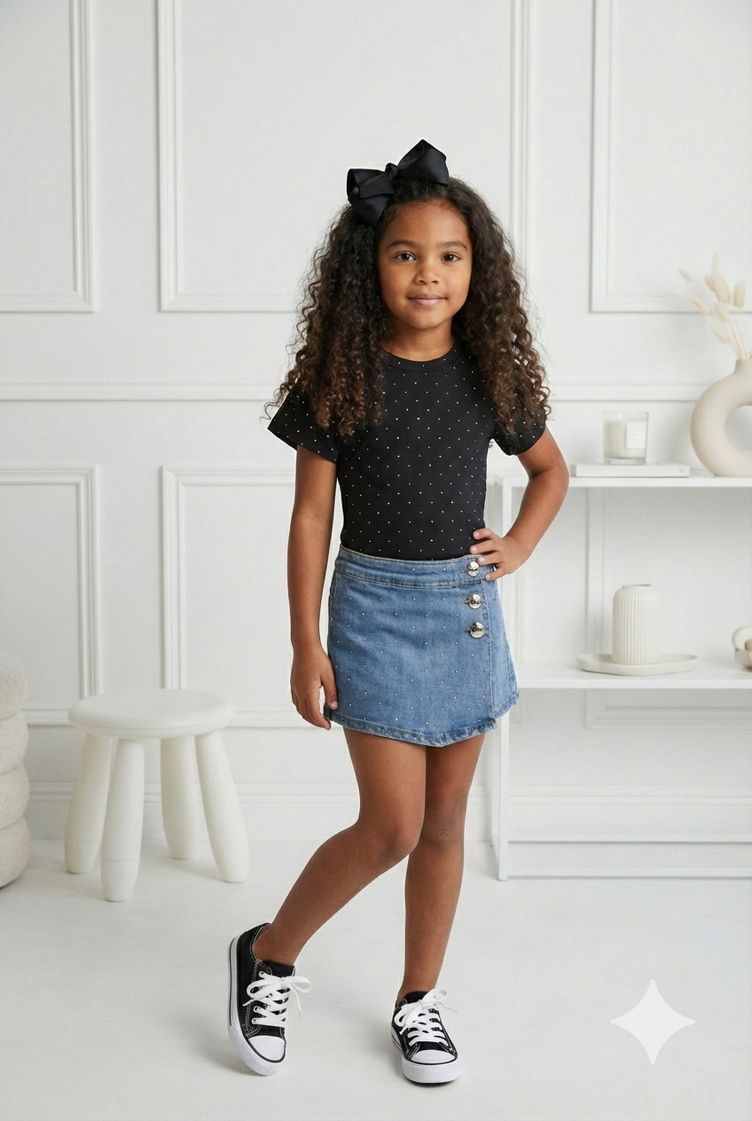 jupe short jeans strass enfant