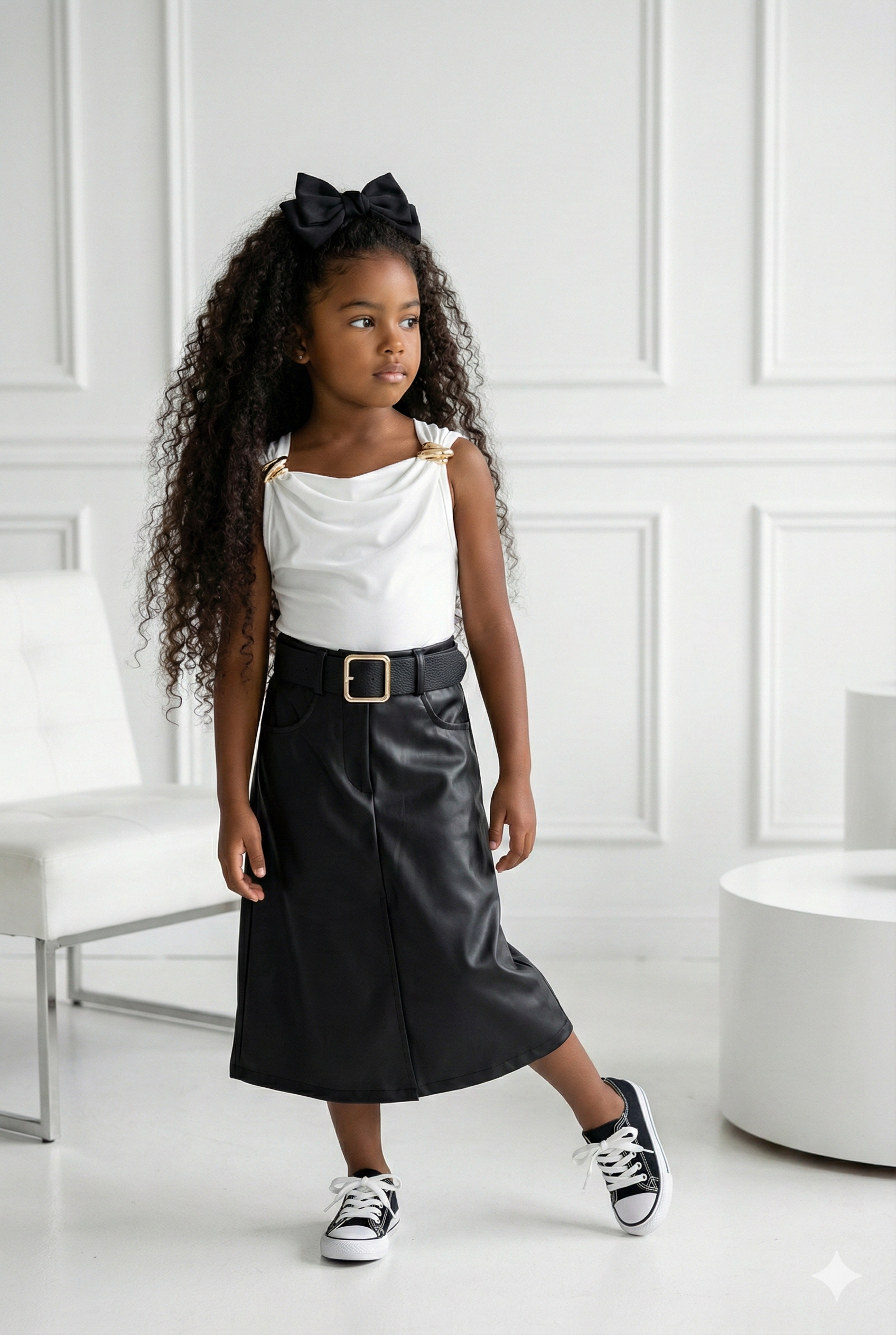 jupe simili avec ceinture enfant