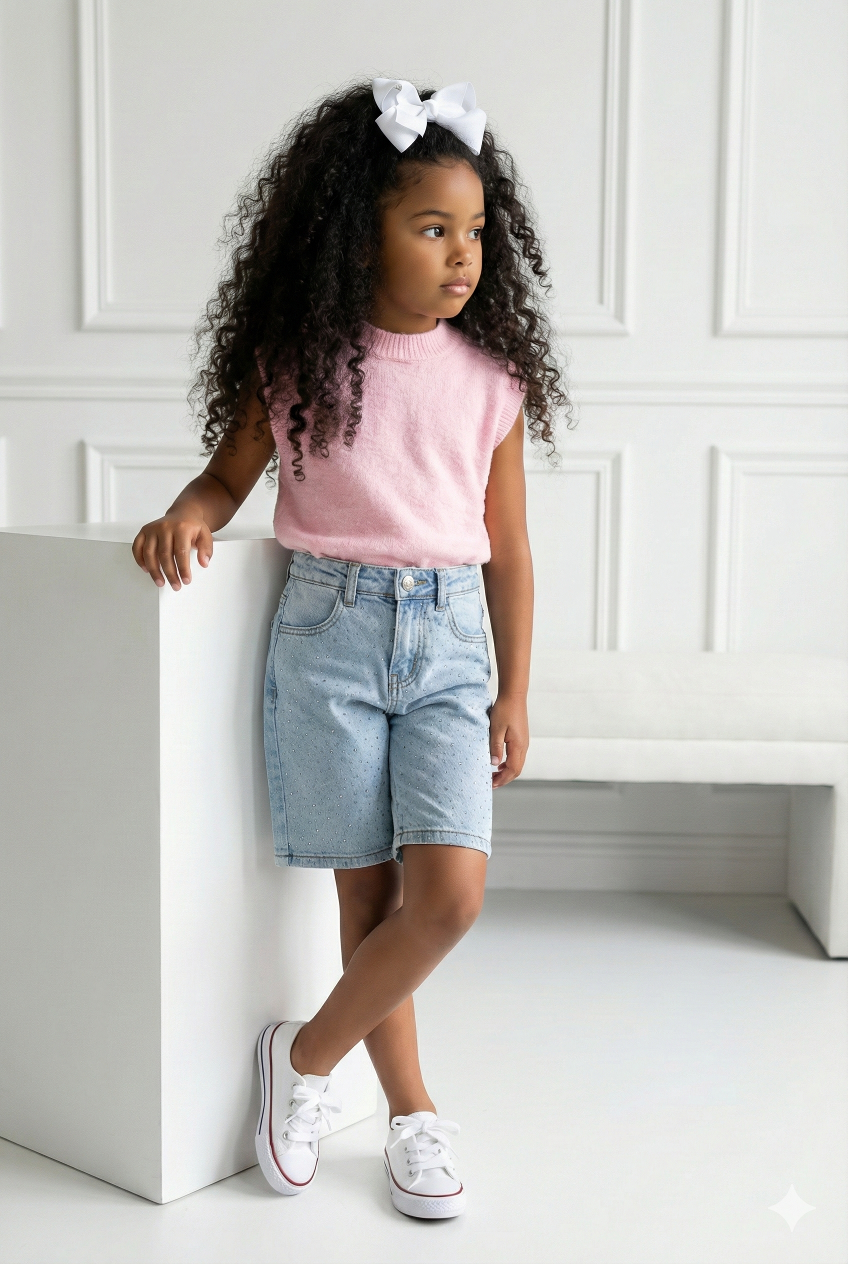pull rose sans manches enfant