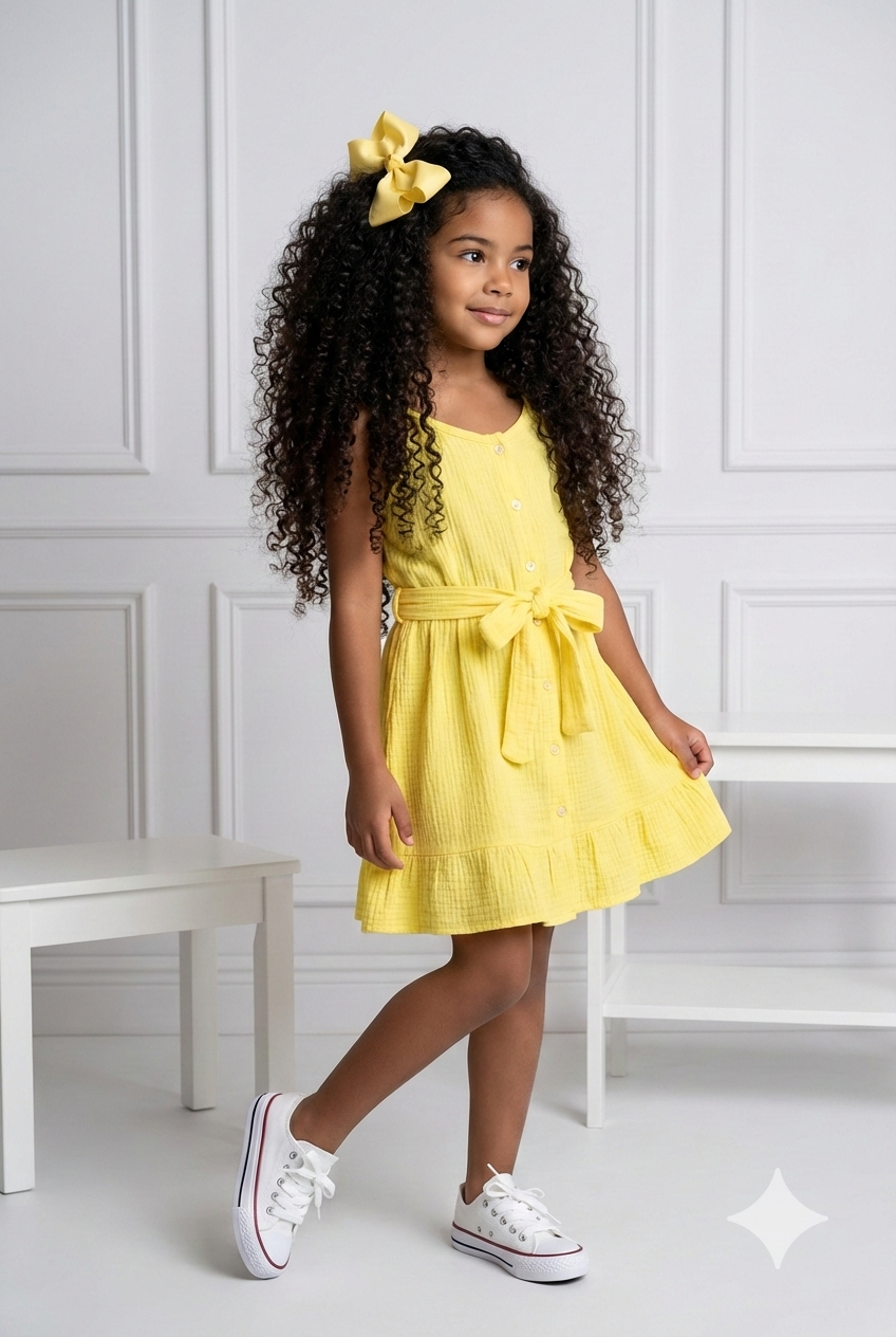 robe jaune gaz de coton enfant