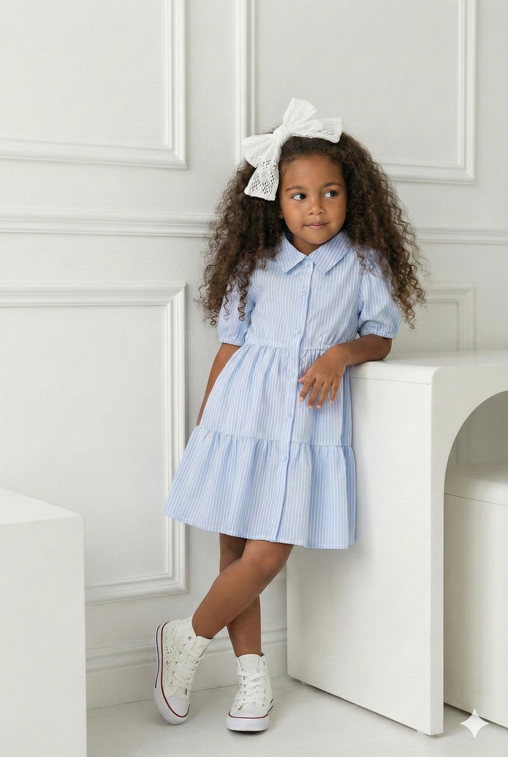 robe chemise rayer bleu enfant