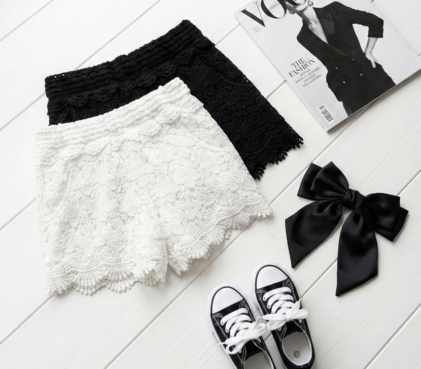 short dentelle noir enfant