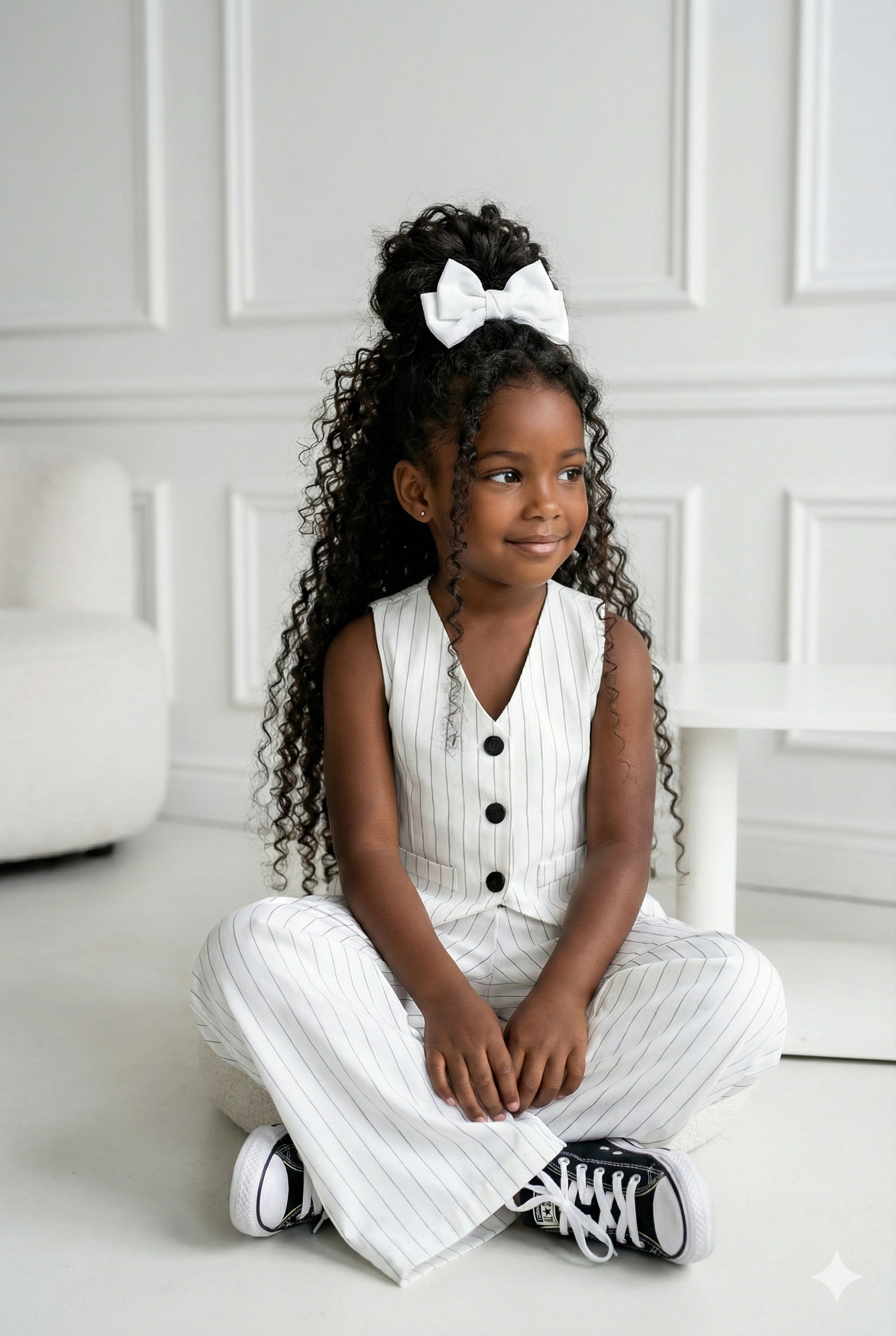 tailleur blanc rayé enfant