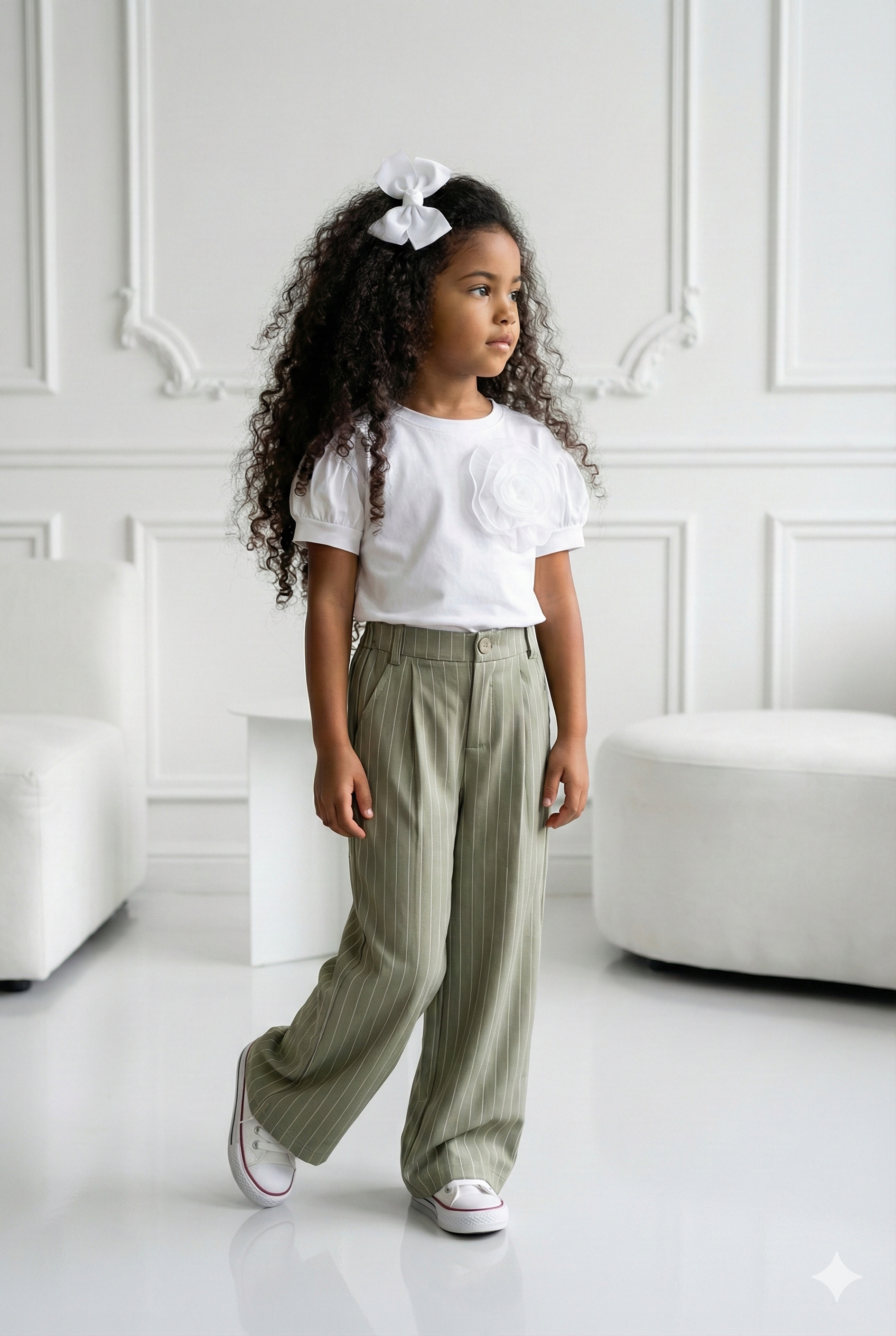 pantalon rayé kaki enfant