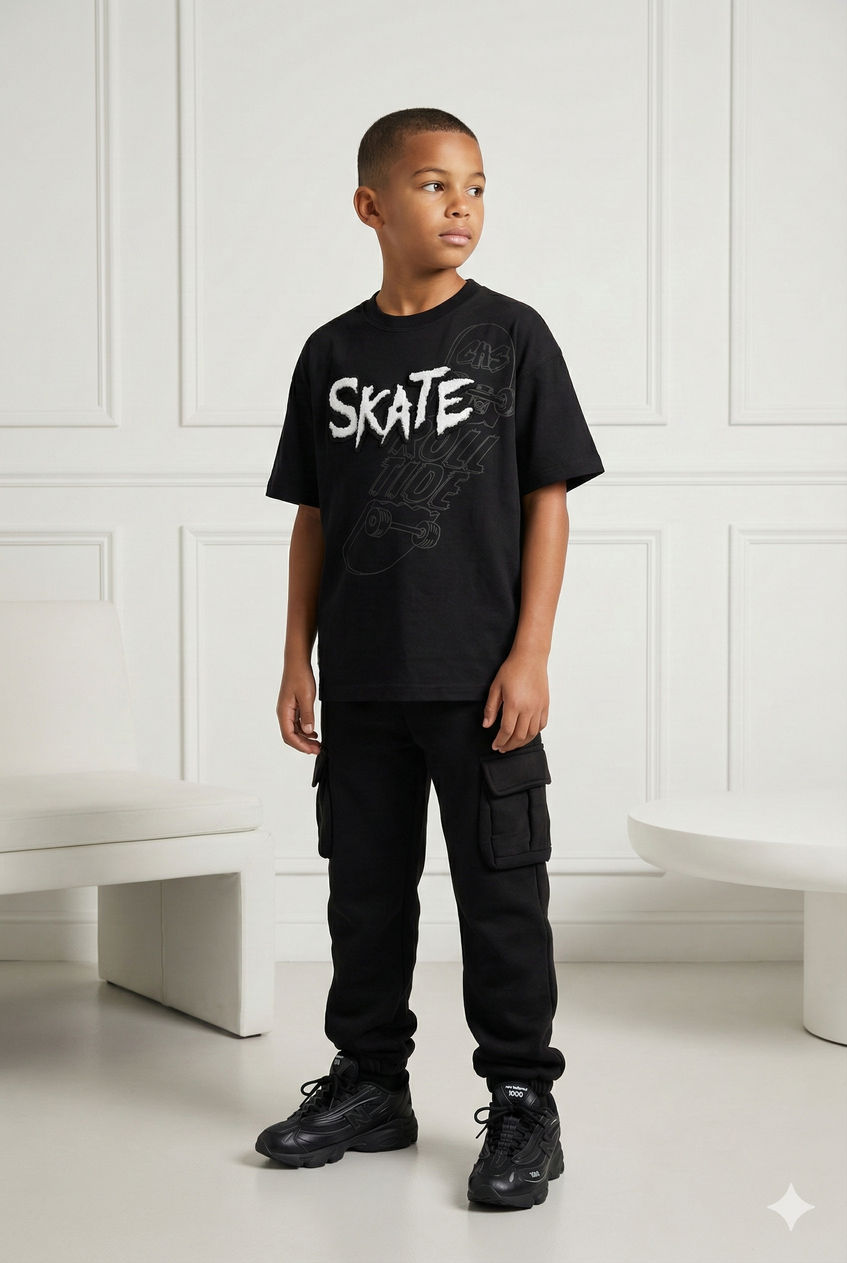 tee shirt skate noir enfant