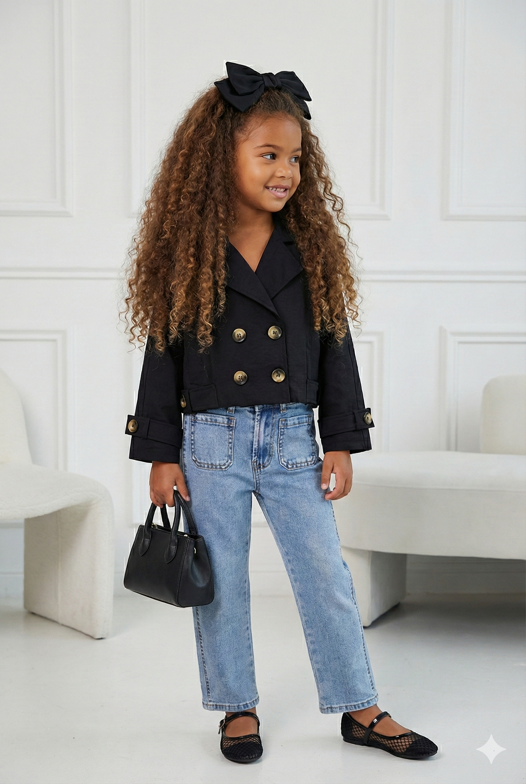 trench enfant court noir