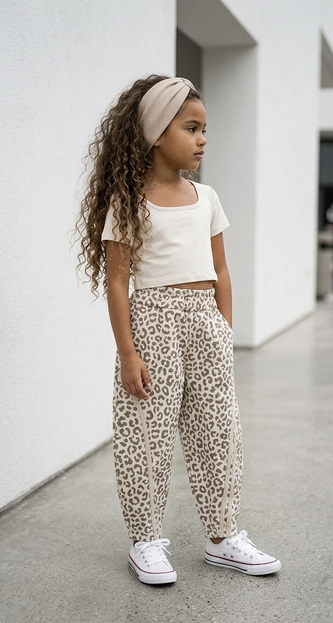 Ensemble 2 pièces enfant beige léopard