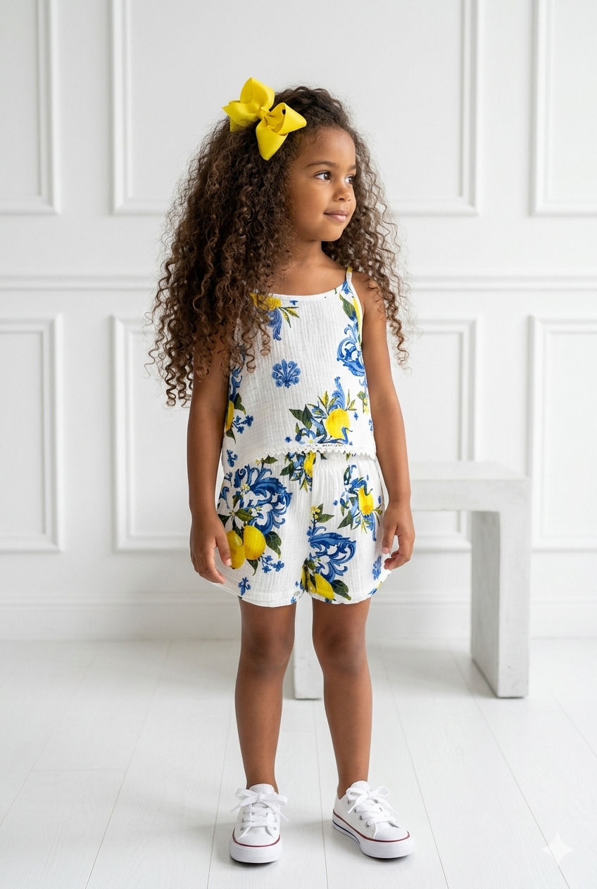 ensemble citron gaz de coton enfant