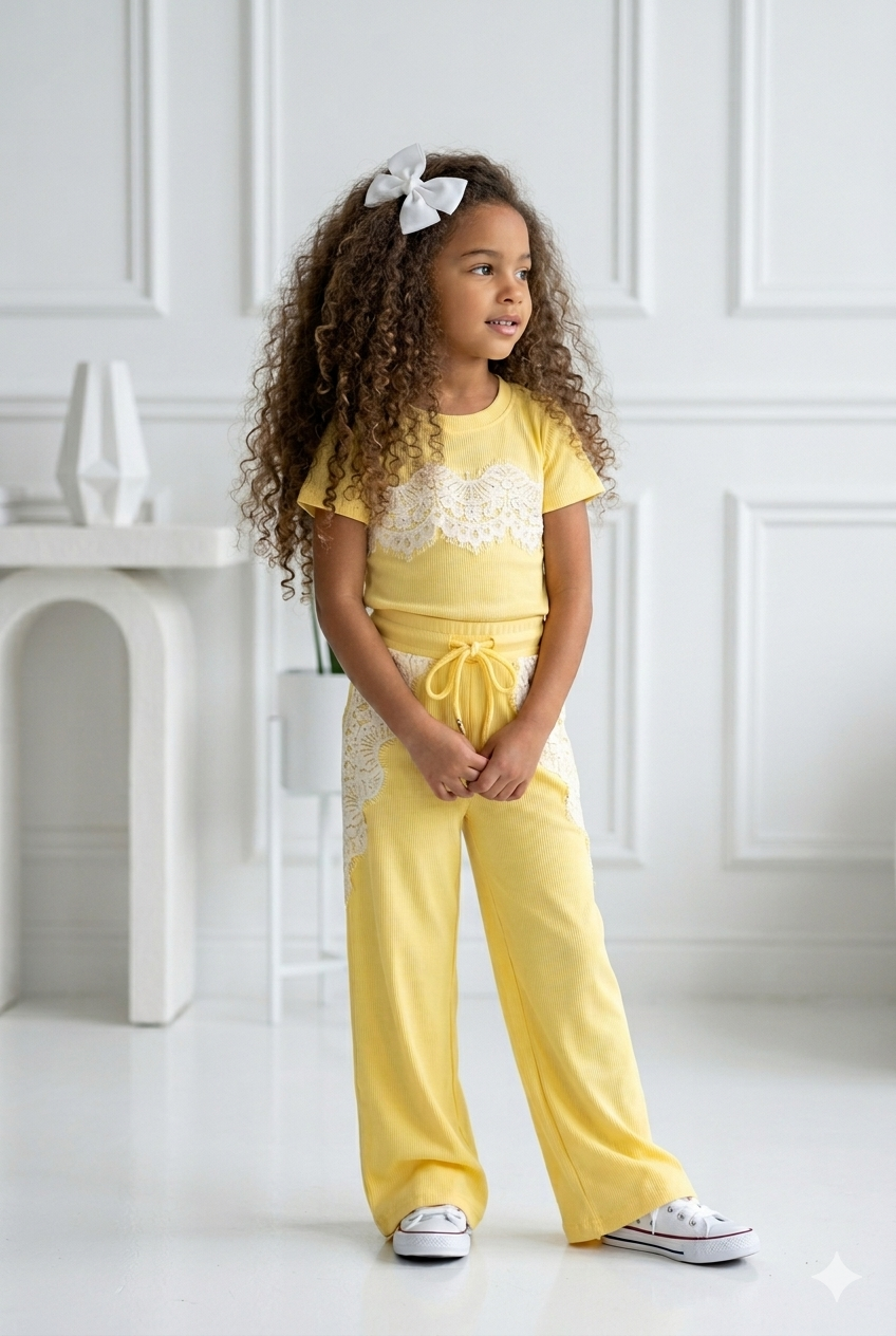 ensemble jaune dentelle enfant