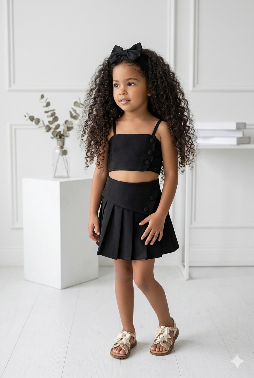 ensemble jupe et bandeaux noir enfant