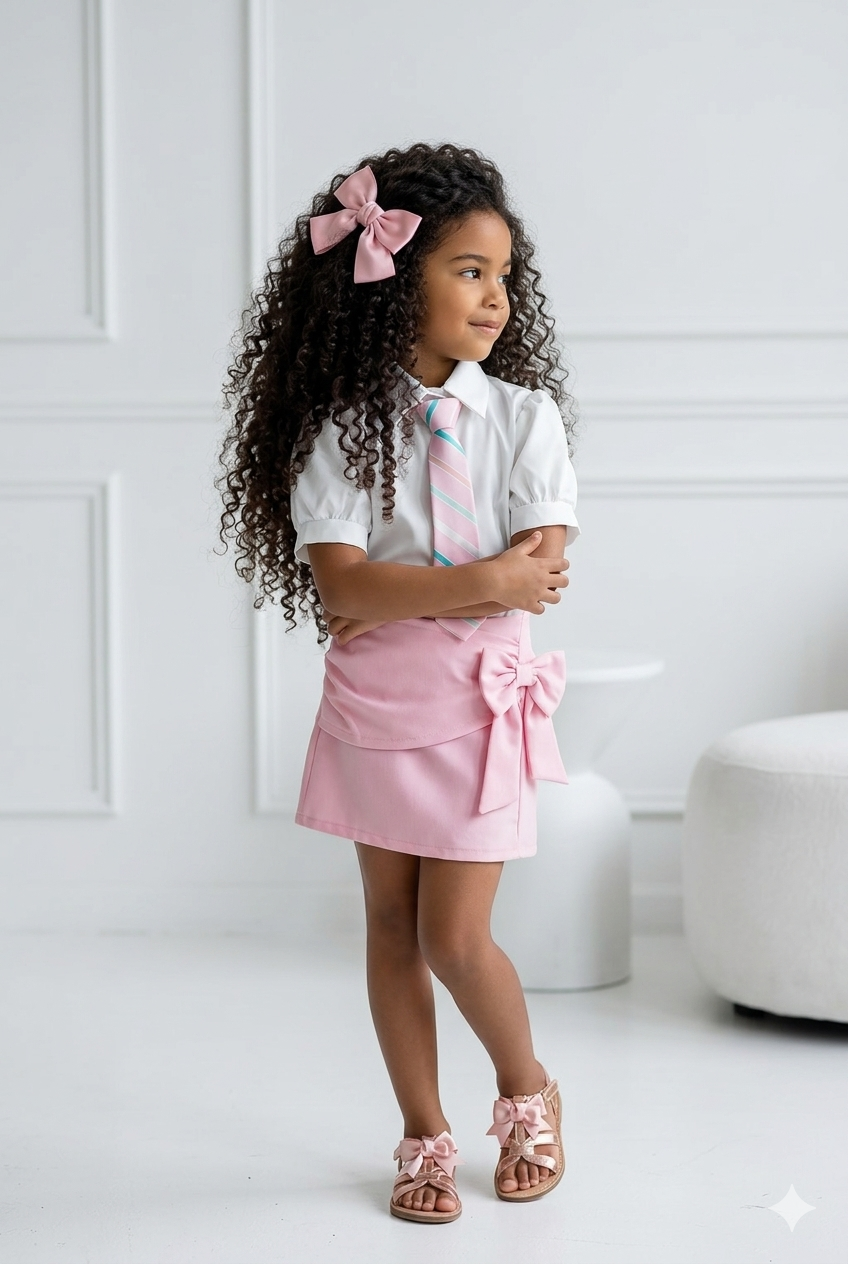 ensemble jupe et blouse avec cravate