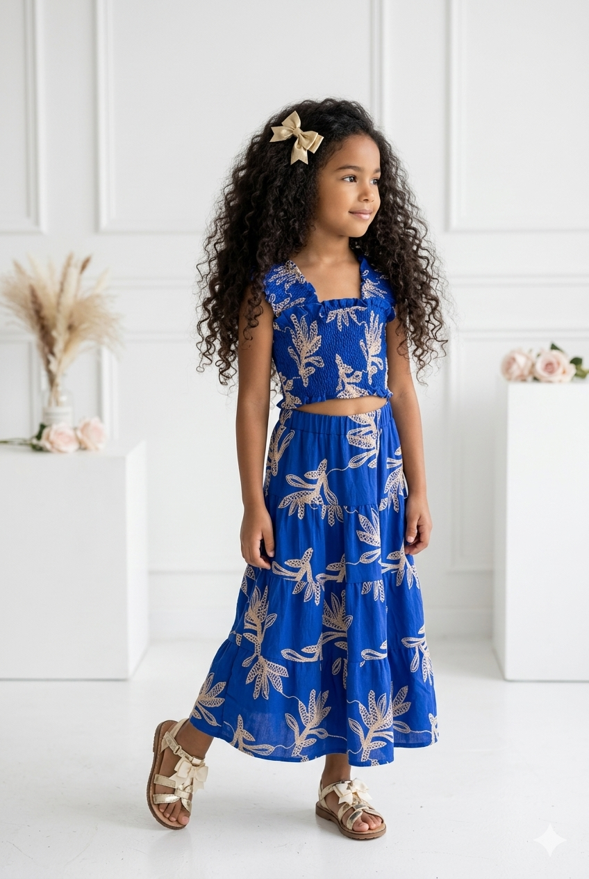 ensemble jupe longue bleu enfant