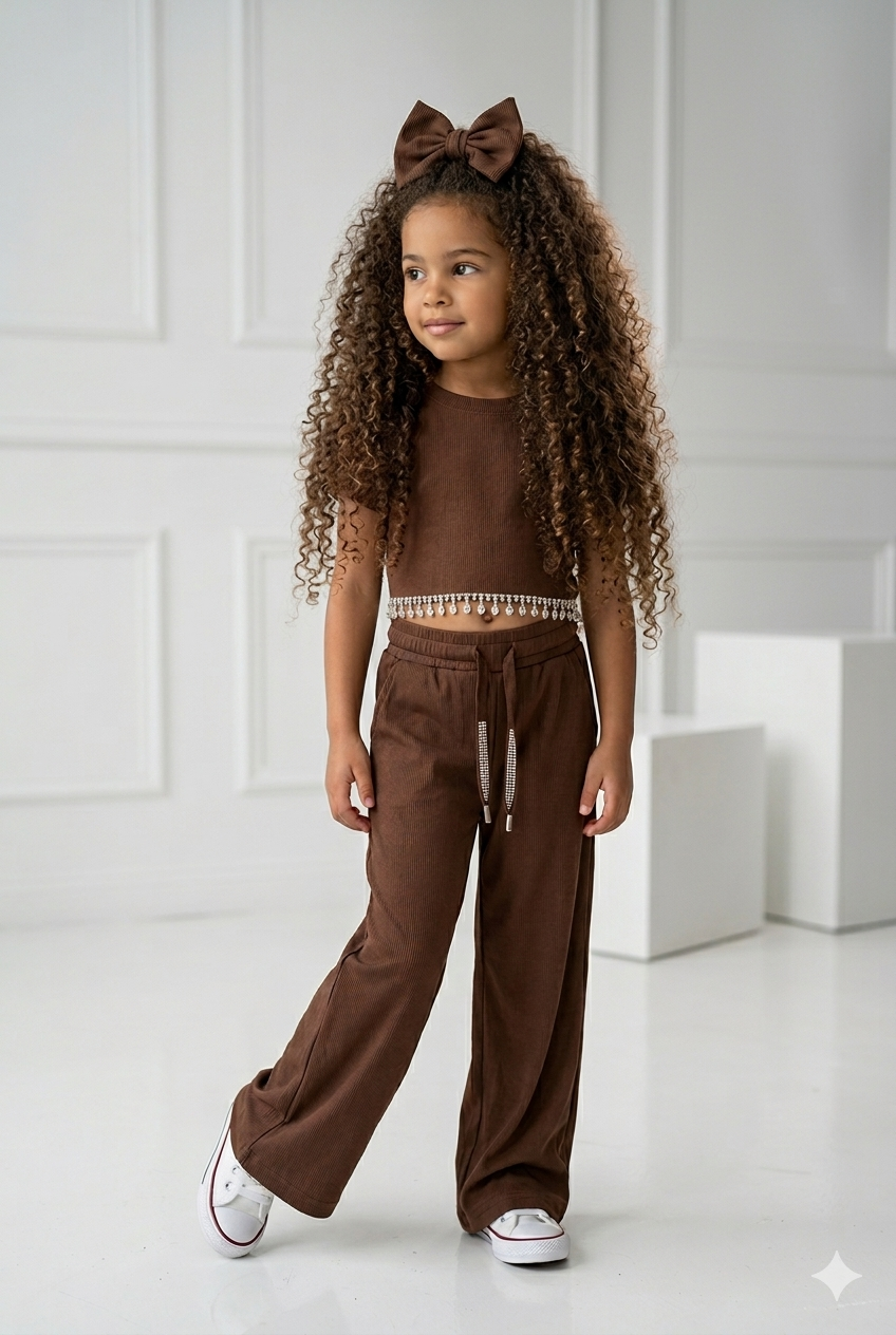 ensemble marron  strass enfant