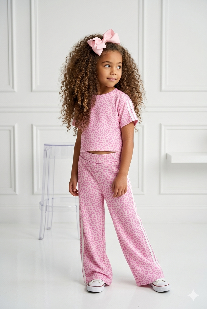 ensemble pantalon léopard rose enfant