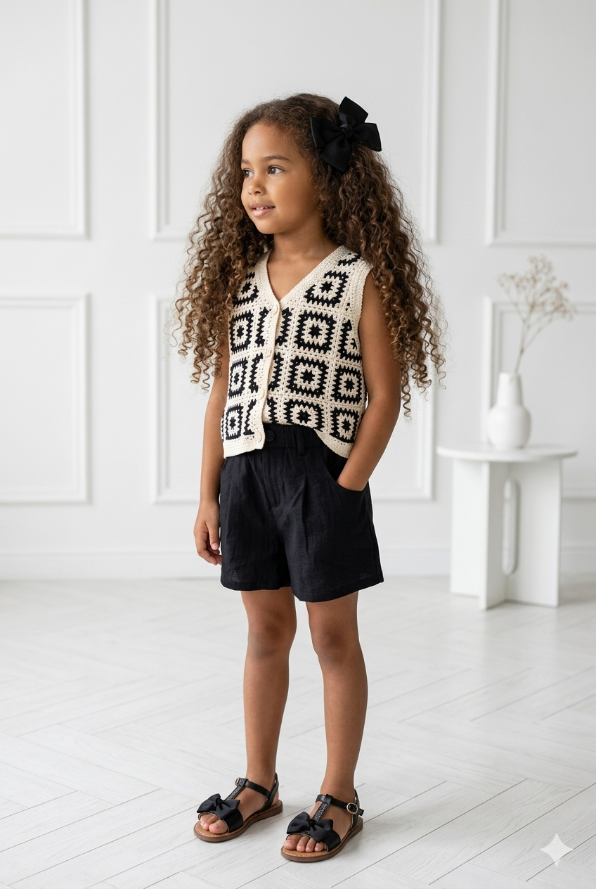 gilet crochet noir enfant