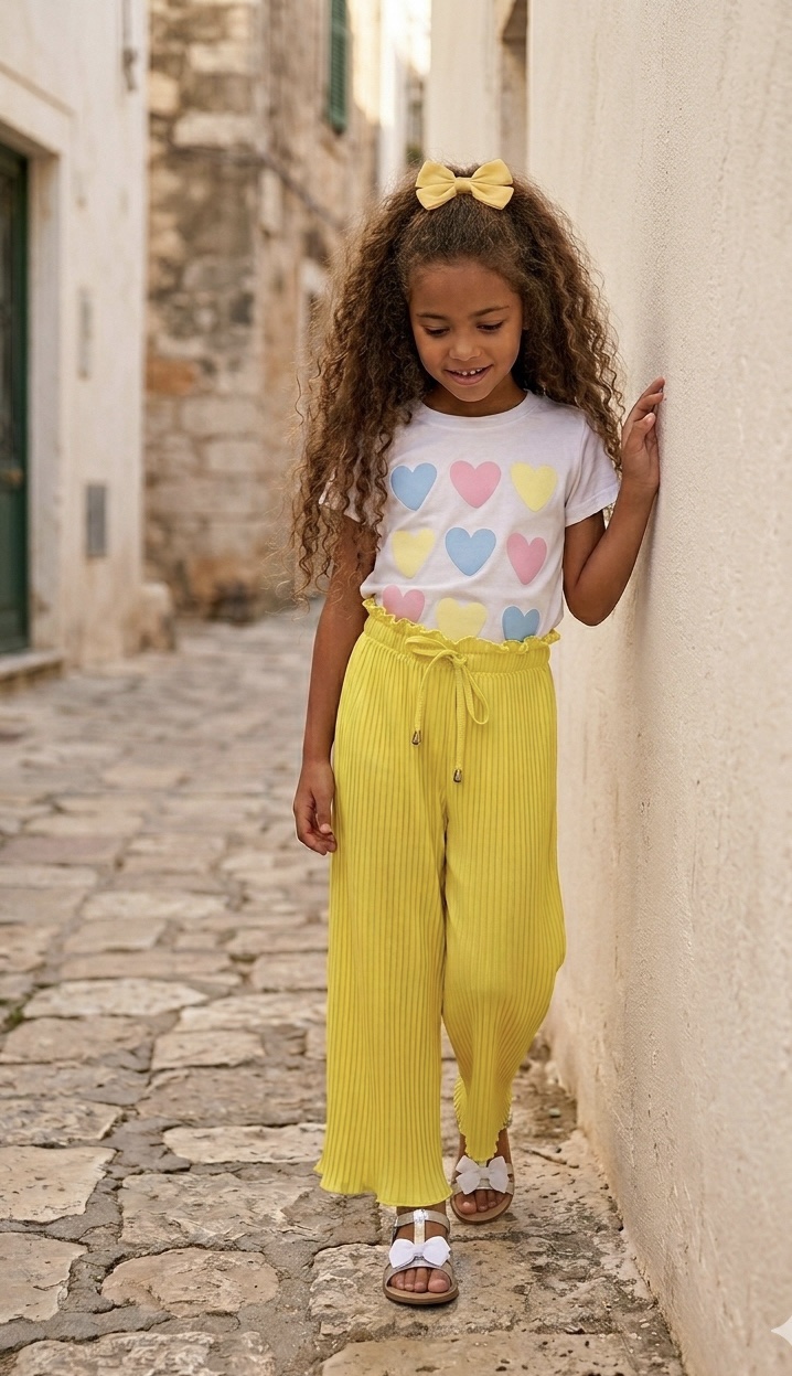 tee shirt cœur jaune enfant