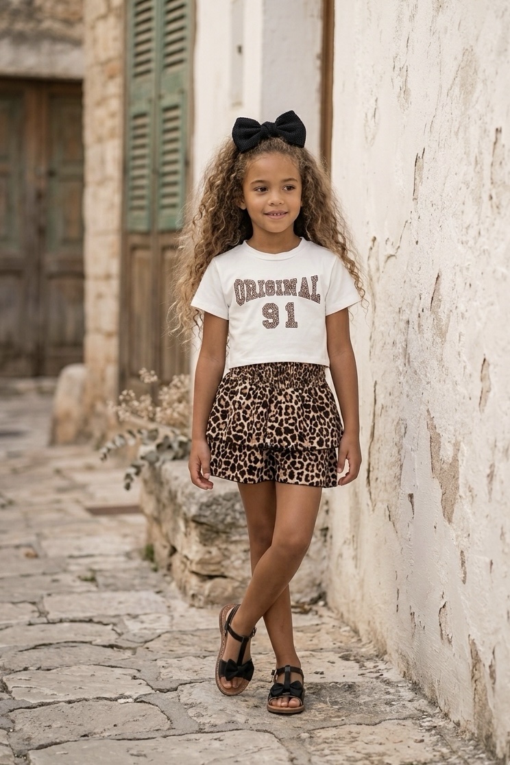 ensemble short léopard enfant