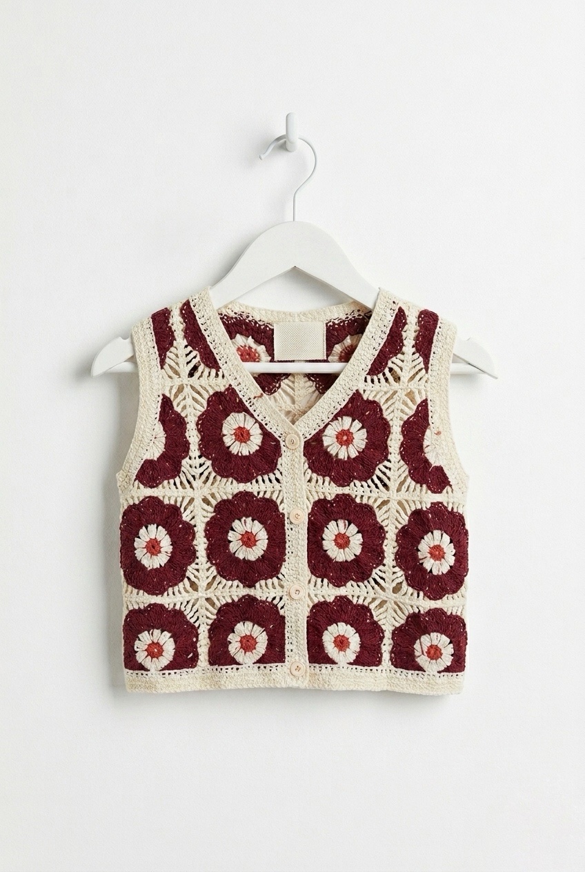 gilet bordeaux crochet enfant