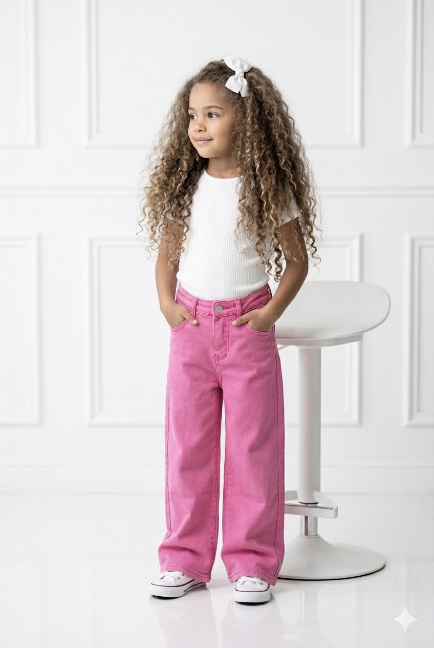 jeans cœur rose enfant