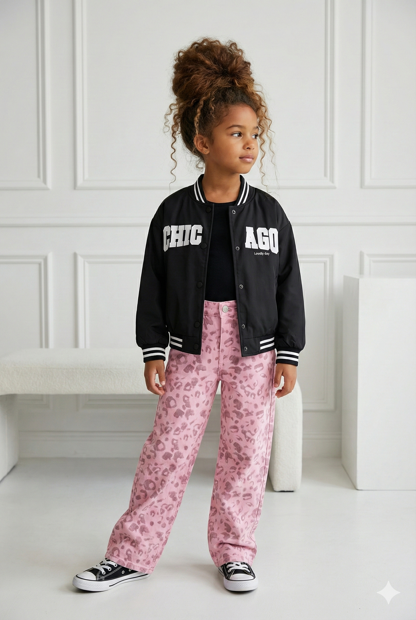 jeans léopard rose enfant