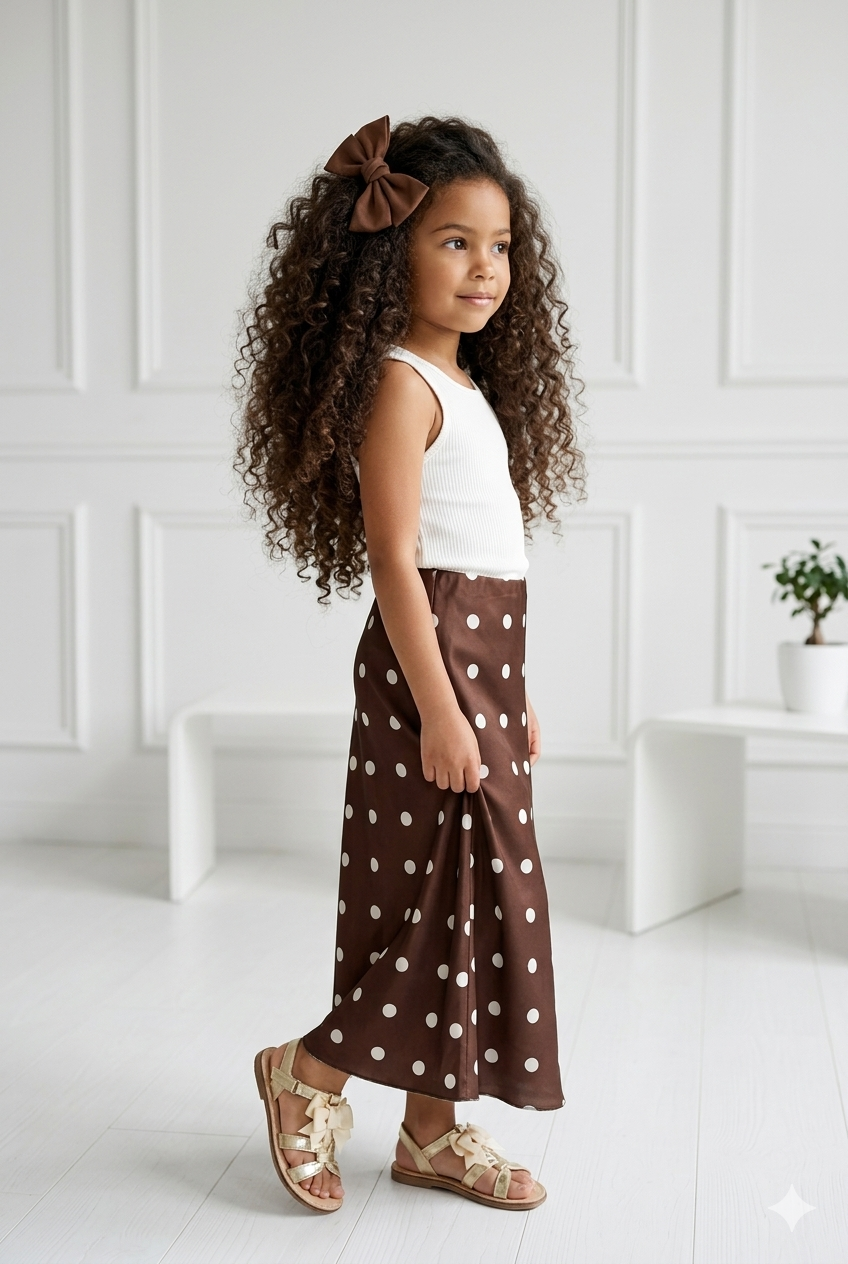 jupe satiné à pois enfant