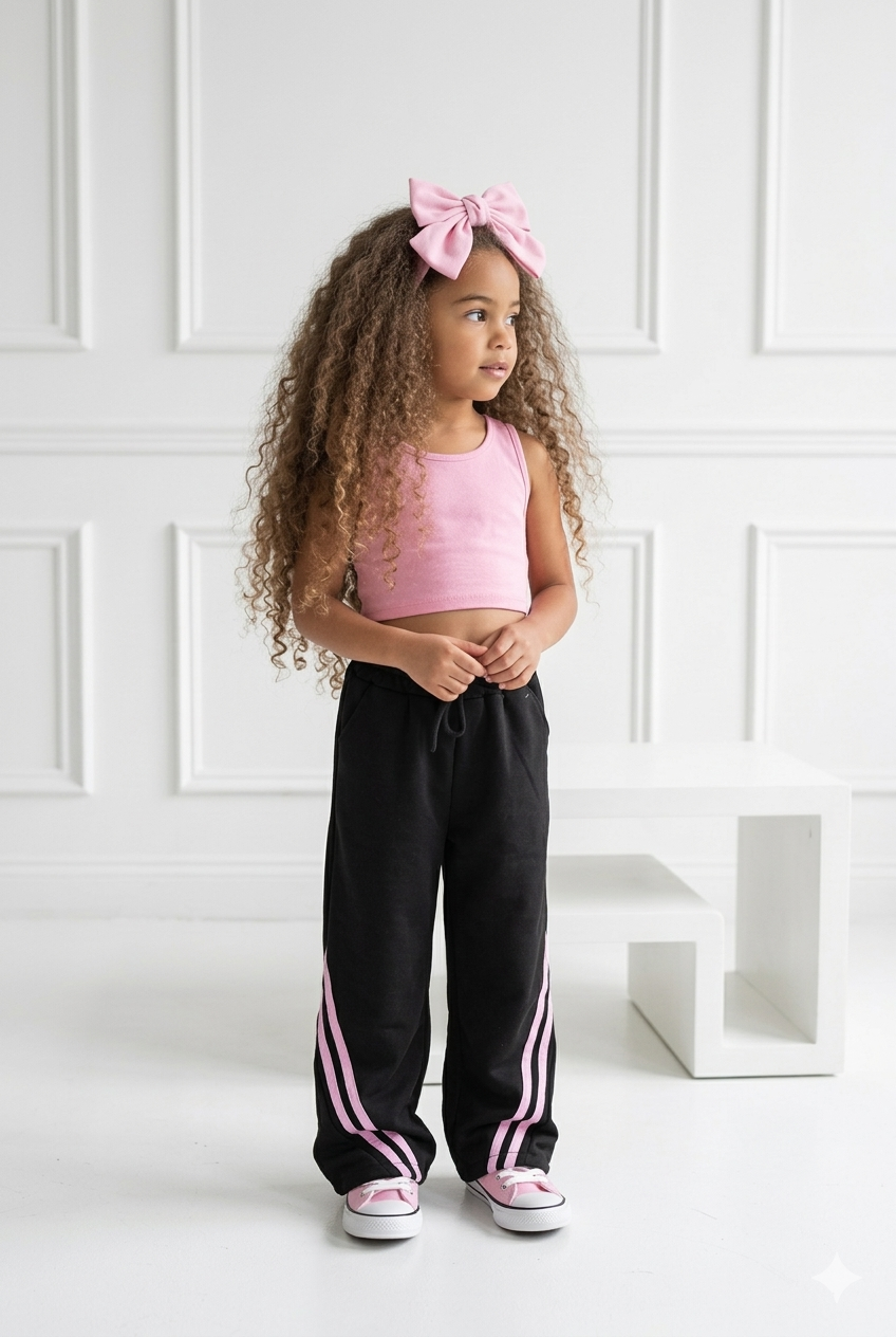 pantalon bande rose enfant