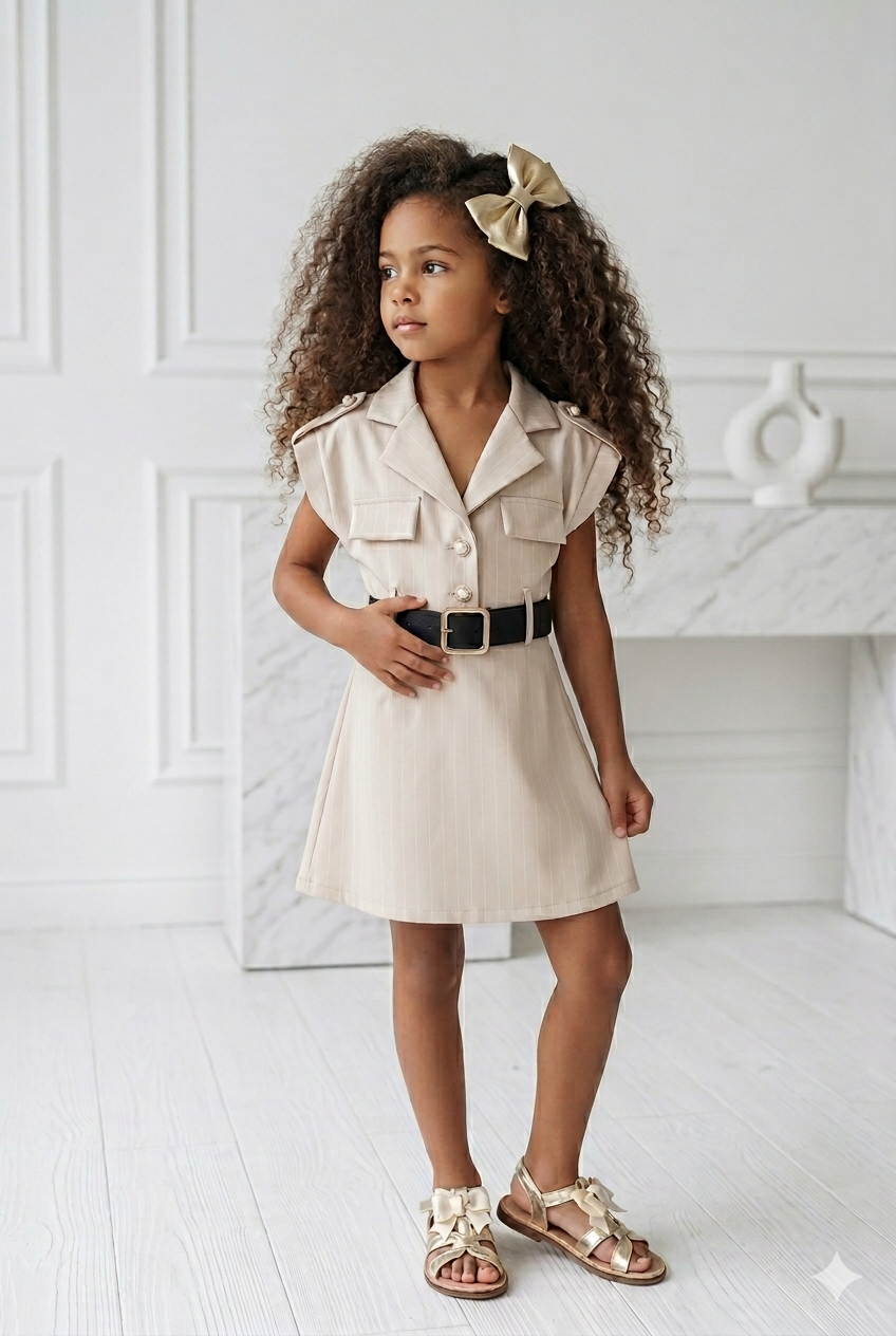 robe beige avec ceinture enfant