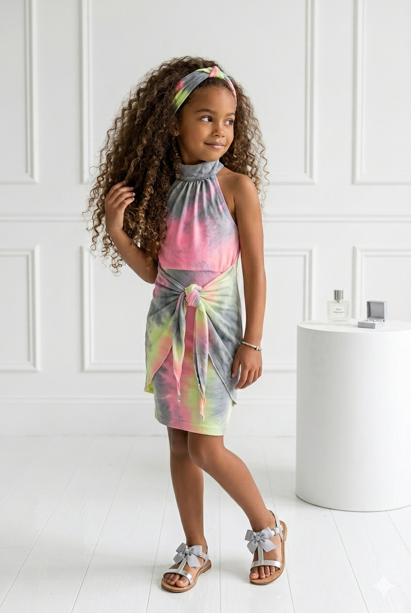 robe coloré avec bandeaux enfant
