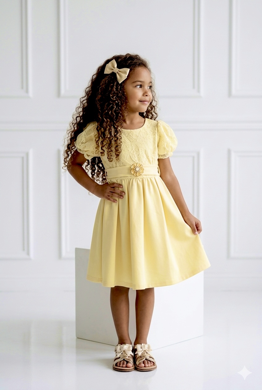 robe jaune dentelle enfant